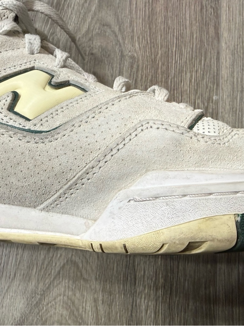 New Balance 650 High Top Size 10 White Green Suede Retro Dad Shoe Basketball NB - Picture 6 of 16
